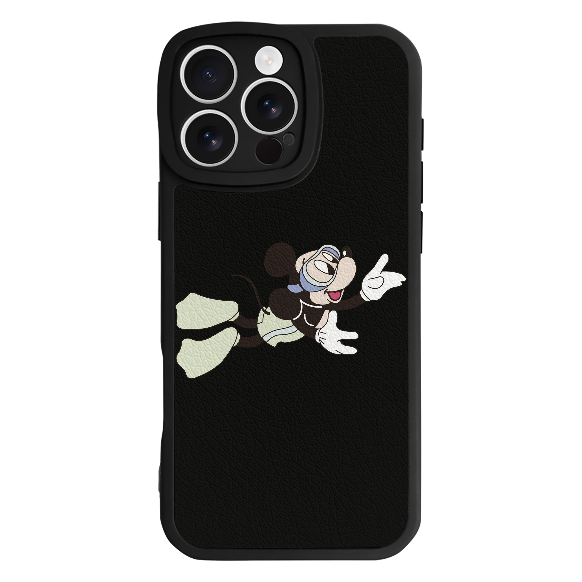 （画像用） ミッキーマウス Mickey Mouse 【iPhone 16シリーズ対応】シリコンスマホケース（レザー調） 材質：シリコン